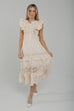 Flynn Crochet Detail Midi Dress In Cream - The Walk in Wardrobe