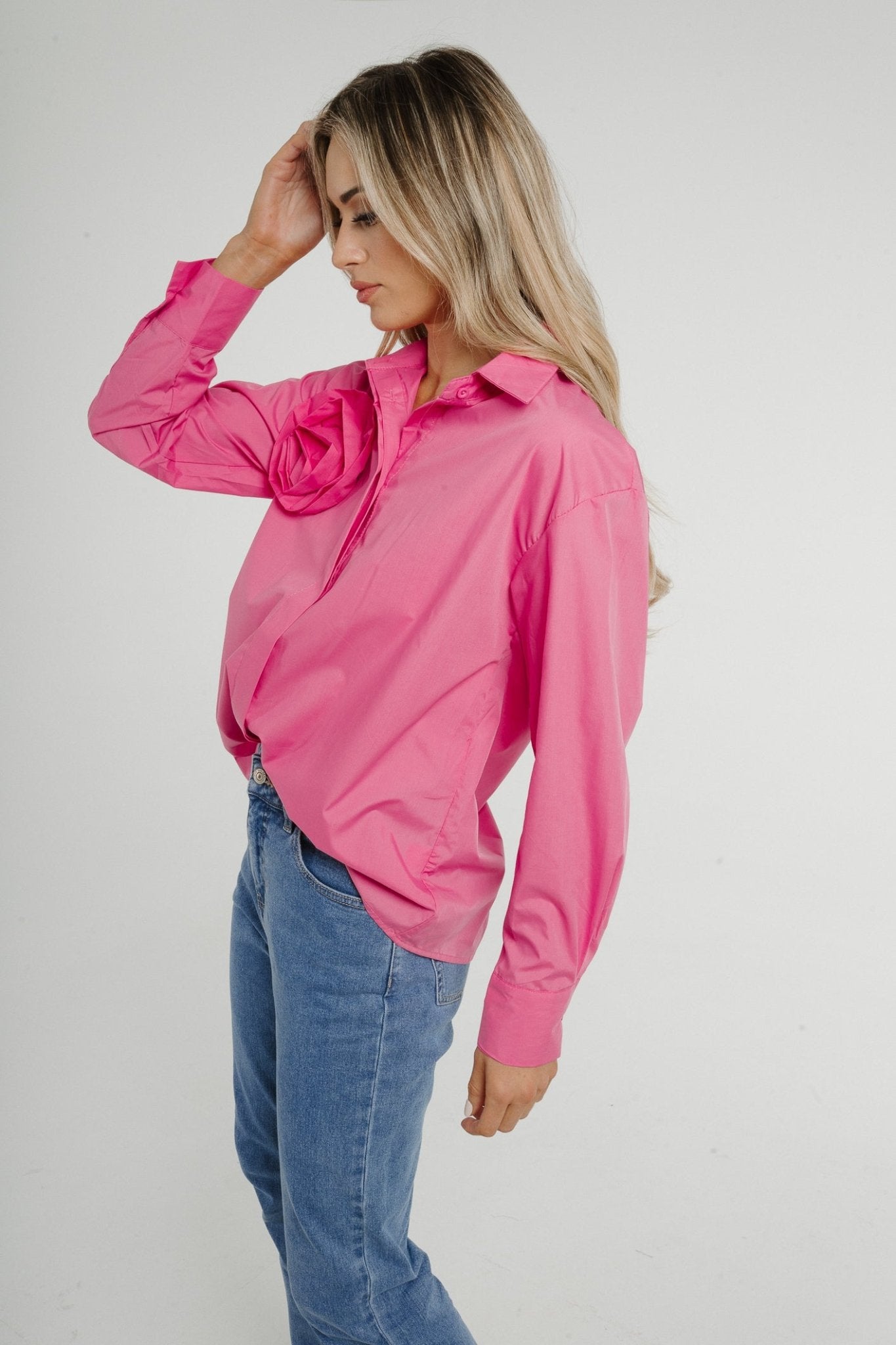 Flynn Floral Detail Shirt In Pink - The Walk in Wardrobe