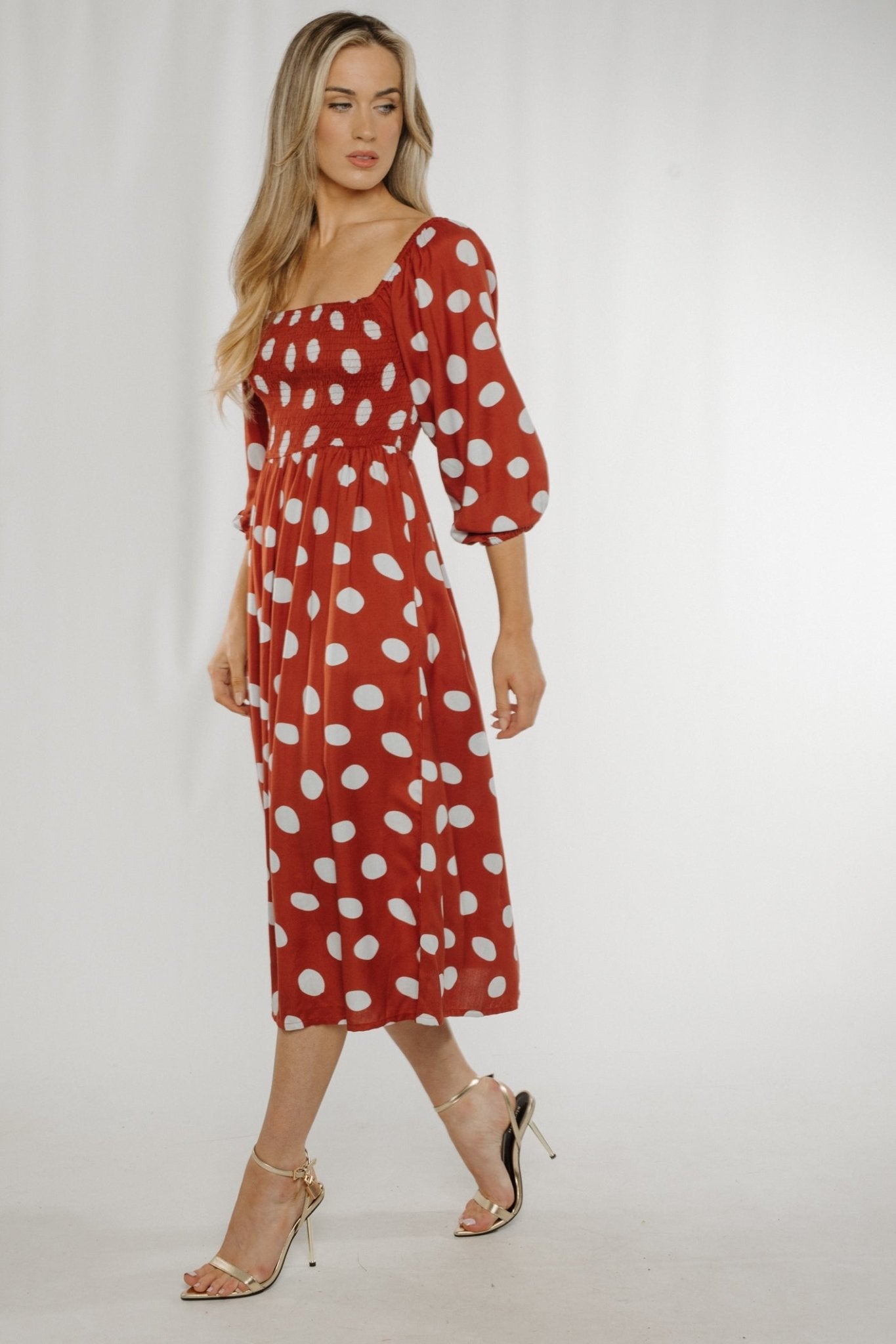 Polka dot rust clearance dress