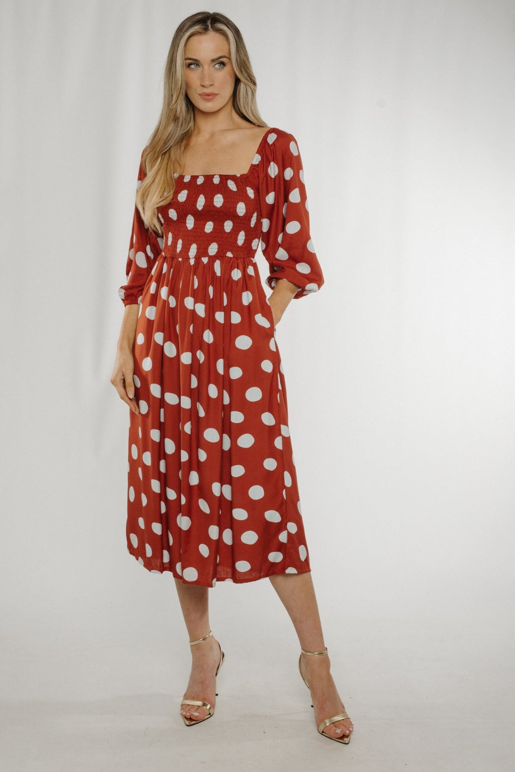 Frankie Polka Dot Dress In Rust