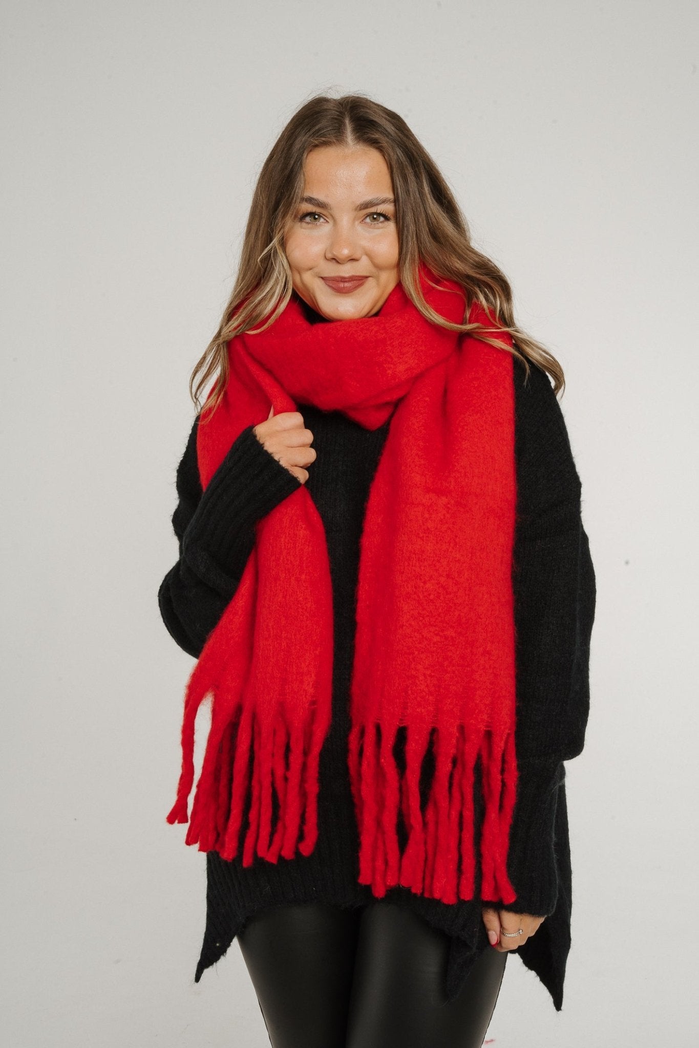 Frankie Tassel Scarf In Red - The Walk in Wardrobe