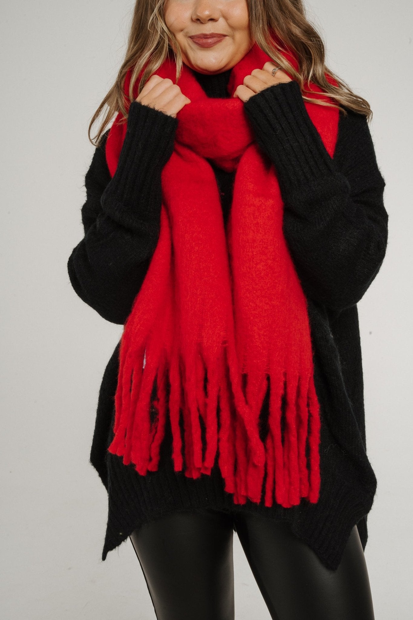 Frankie Tassel Scarf In Red - The Walk in Wardrobe