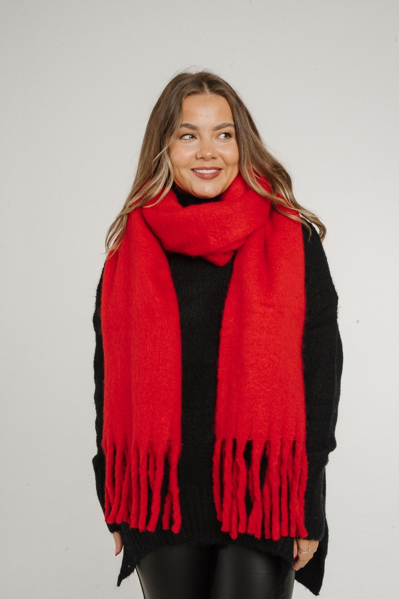 Frankie Tassel Scarf In Red - The Walk in Wardrobe