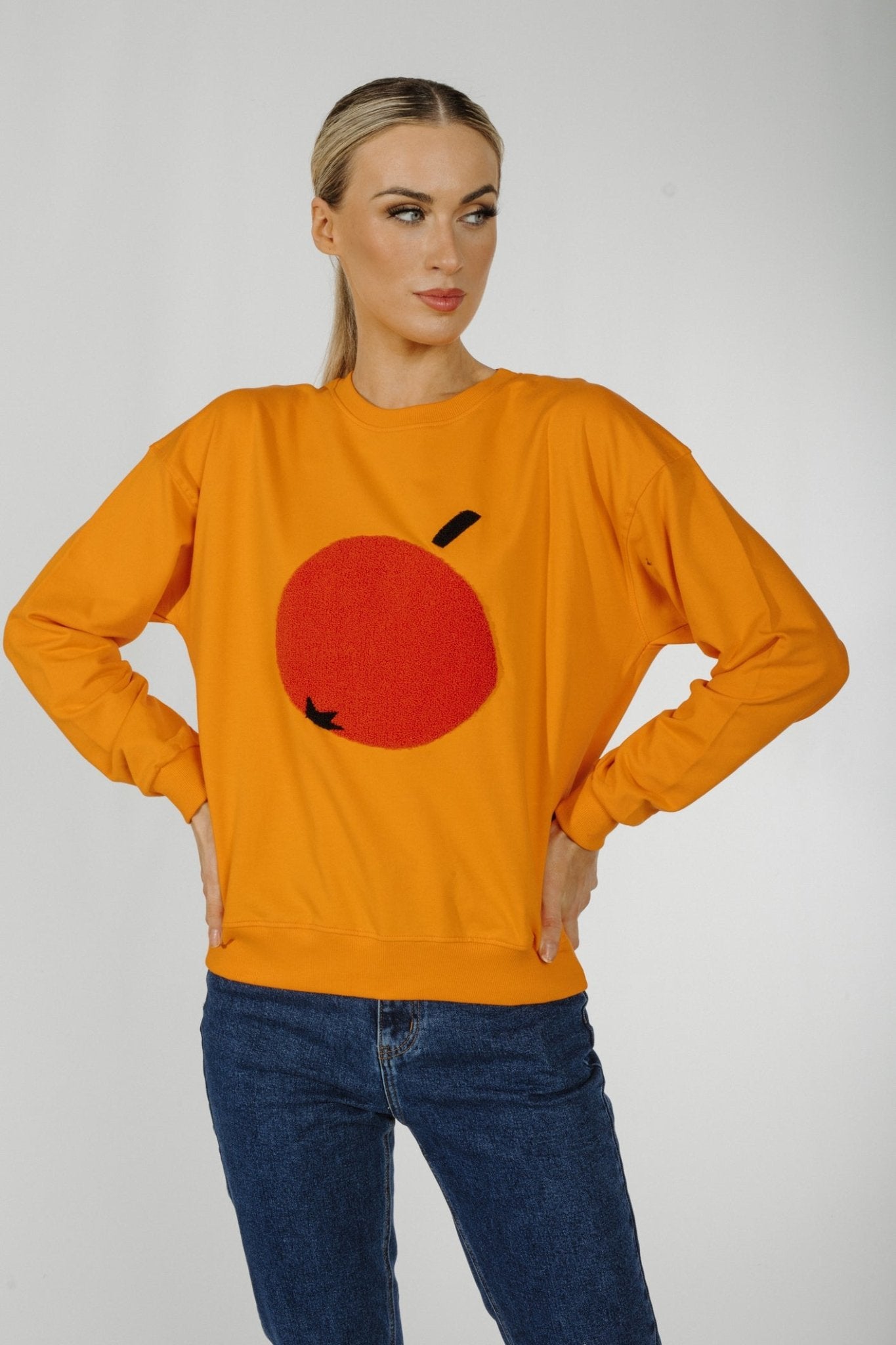 Frankie Textured Sweatshirt In Orange - The Walk in Wardrobe
