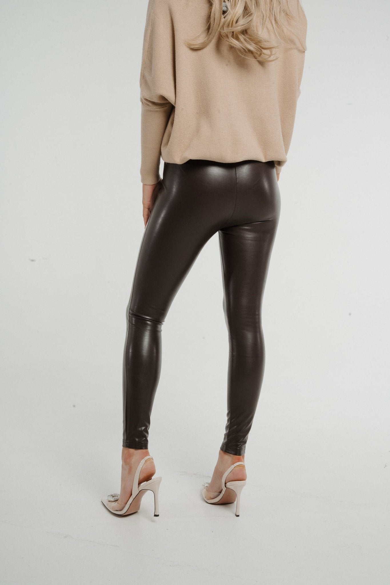 Freya Leather Look Legging In Chocolate - The Walk in Wardrobe