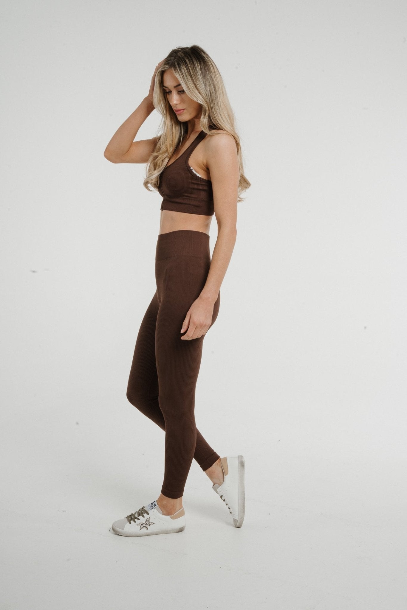 Freya Ribbed Two Piece In Brown - The Walk in Wardrobe