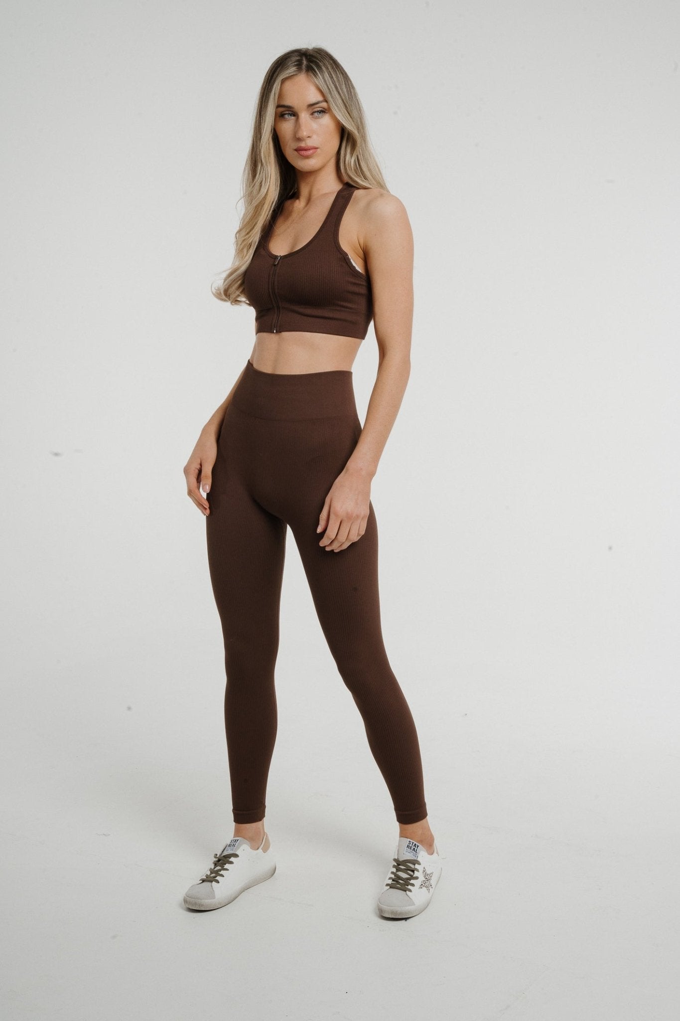 Freya Ribbed Two Piece In Brown - The Walk in Wardrobe