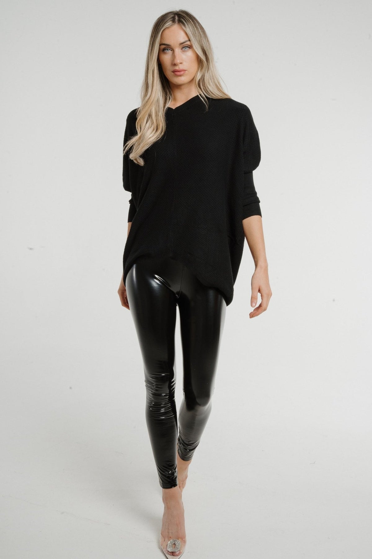 Freya Wet Look Faux Leather Legging In Black - The Walk in Wardrobe
