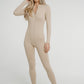Freya Zip Unitard In Neutral - The Walk in Wardrobe