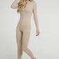 Freya Zip Unitard In Neutral - The Walk in Wardrobe