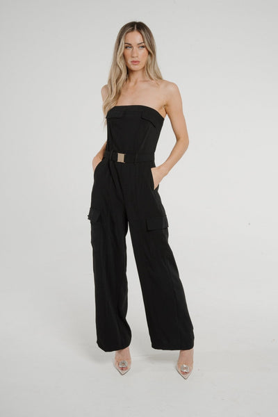 ASOS DESIGN zip tailored bandeau jumpsuit in black | ASOS
