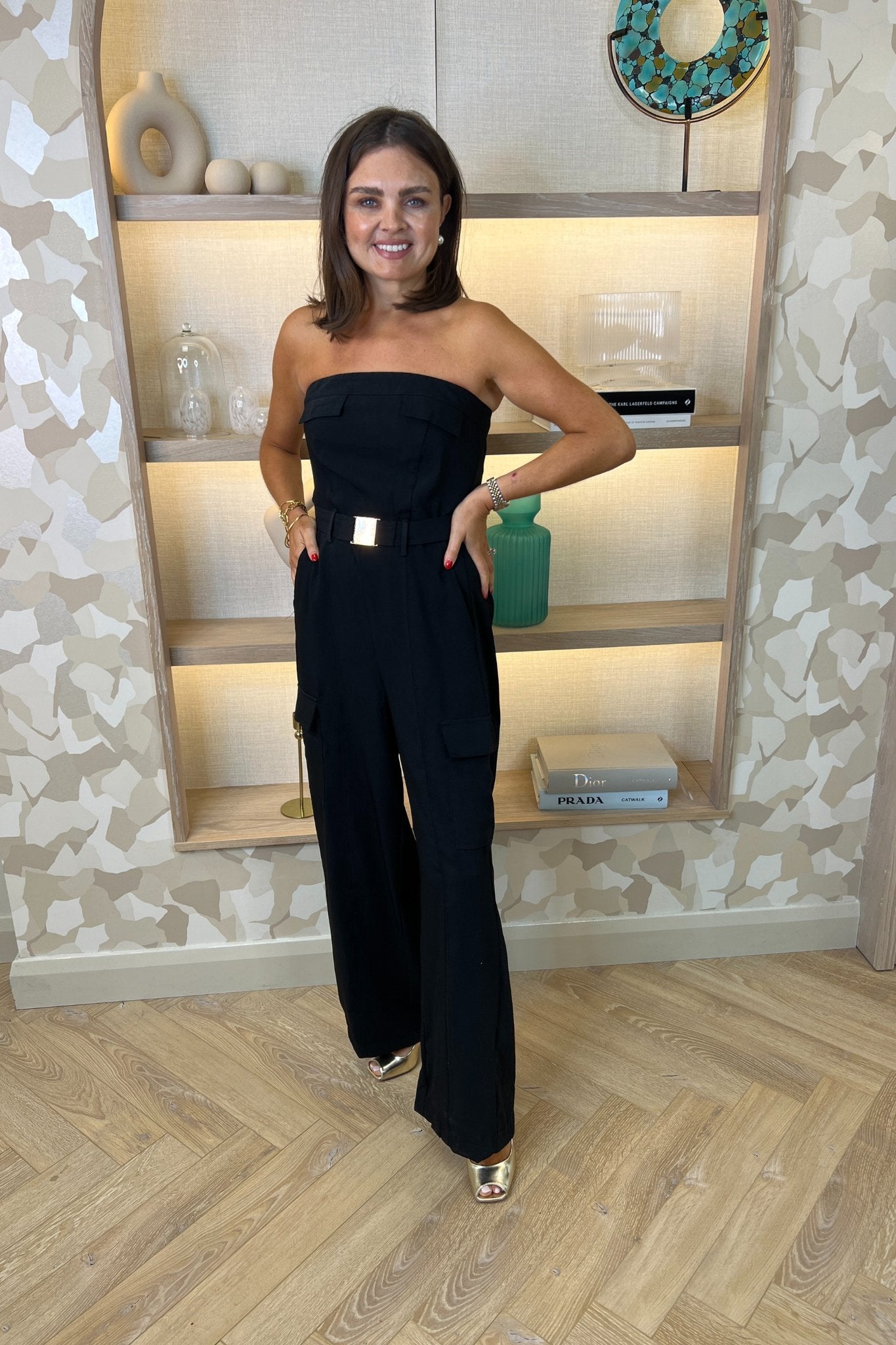 Holly Bandeau Jumpsuit In Black The Walk in Wardrobe