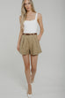 Holly Belted Shorts In Khaki - The Walk in Wardrobe