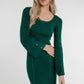 Holly Button Detail Knit Midi Dress In Green - The Walk in Wardrobe