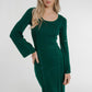 Holly Button Detail Knit Midi Dress In Green - The Walk in Wardrobe