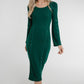 Holly Button Detail Knit Midi Dress In Green - The Walk in Wardrobe