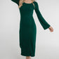 Holly Button Detail Knit Midi Dress In Green - The Walk in Wardrobe