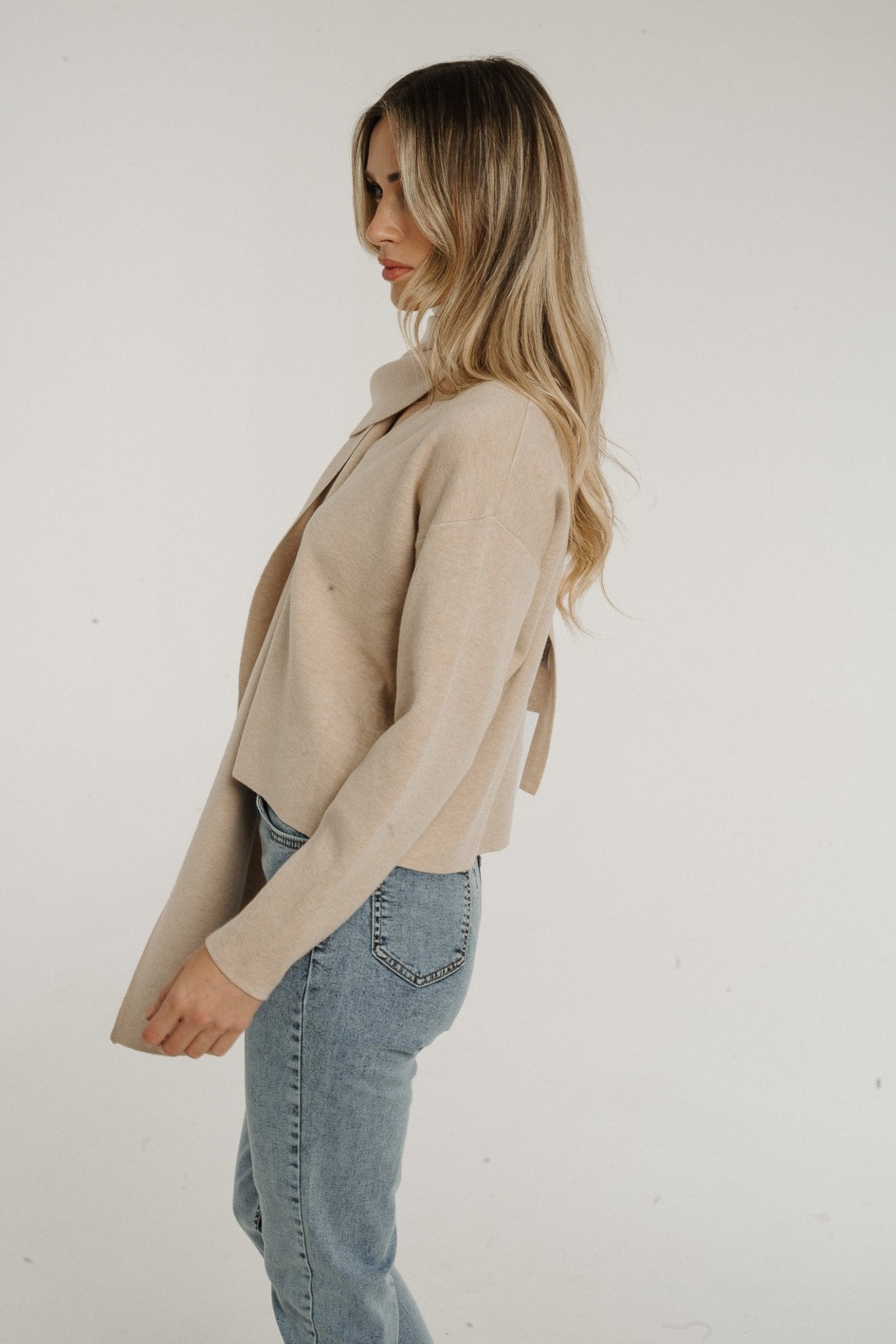 Holly Cardigan With Scarf In Neutral - The Walk in Wardrobe