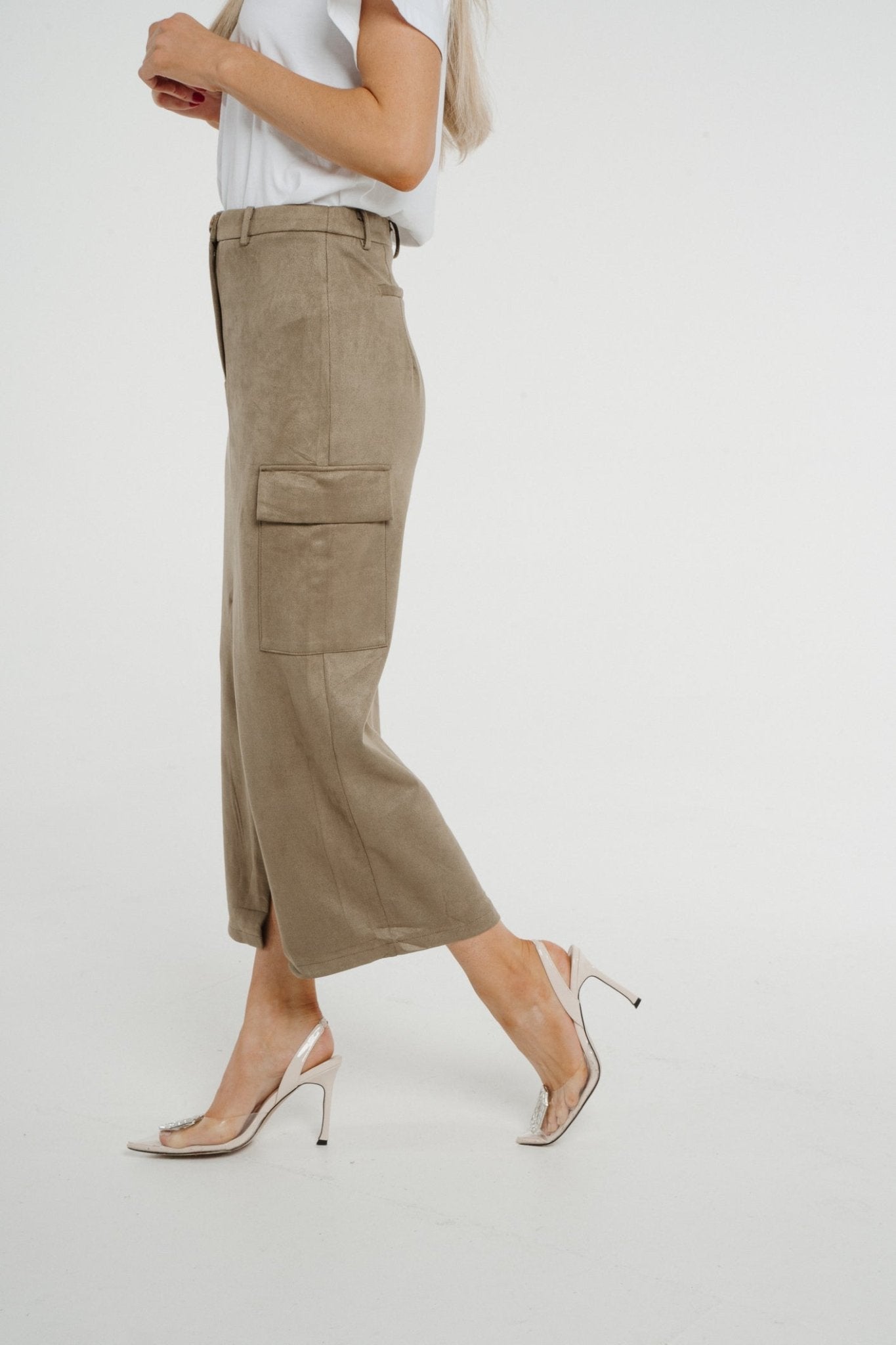 Holly Cargo Midi Skirt In Khaki - The Walk in Wardrobe