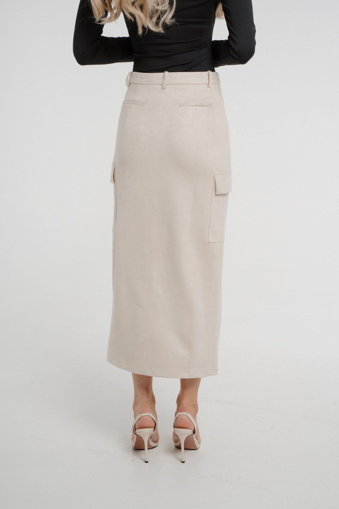 Holly Cargo Midi Skirt In Neutral - The Walk in Wardrobe