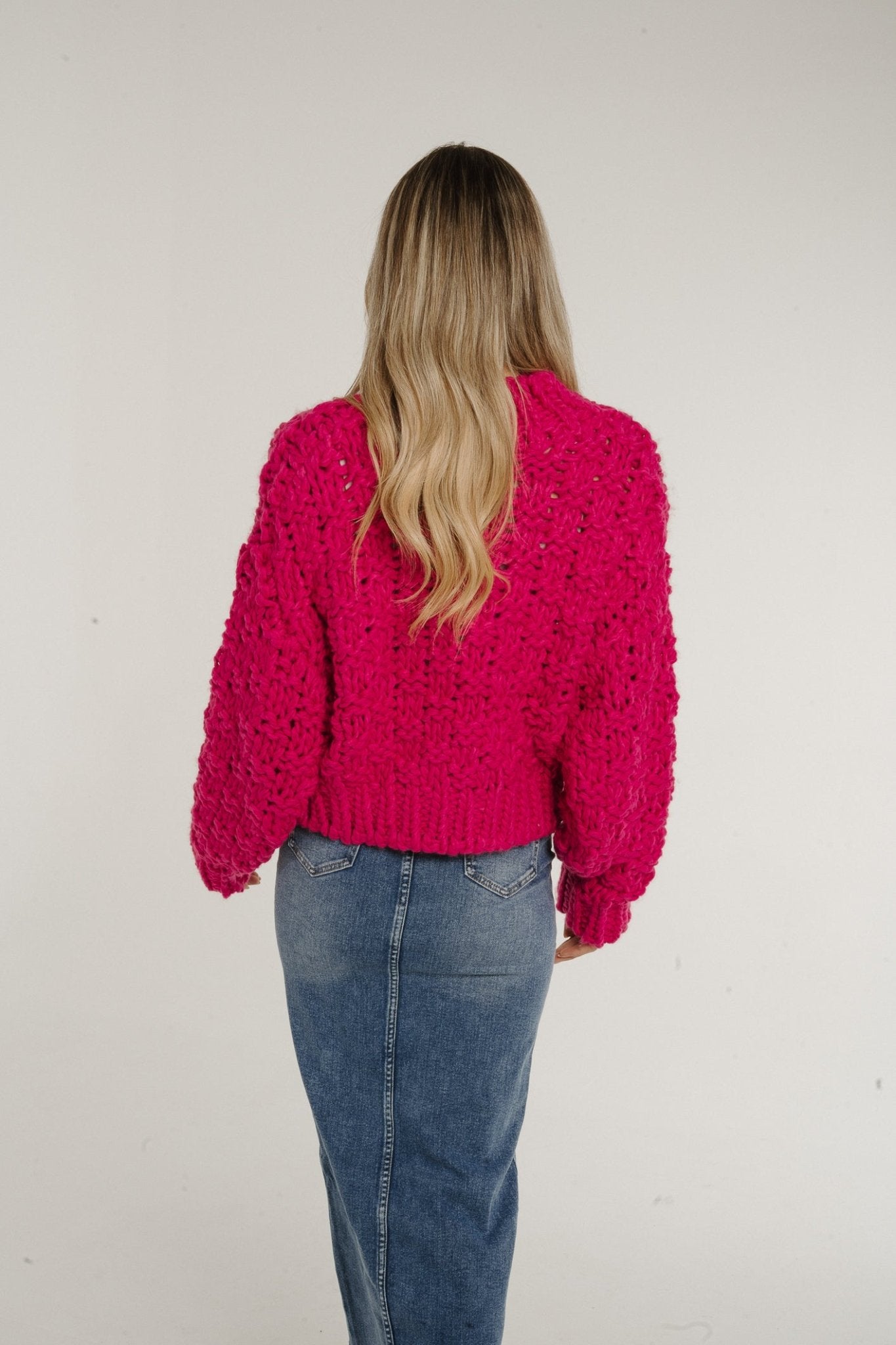 Holly Chunky Knit Polo Neck In Pink - The Walk in Wardrobe