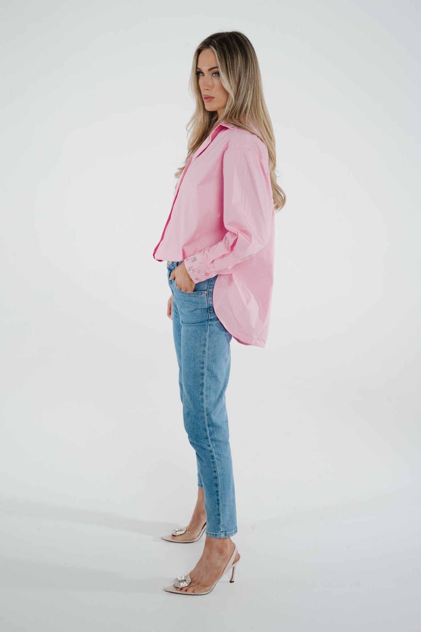 Holly Embellished Shirt In Pink - The Walk in Wardrobe