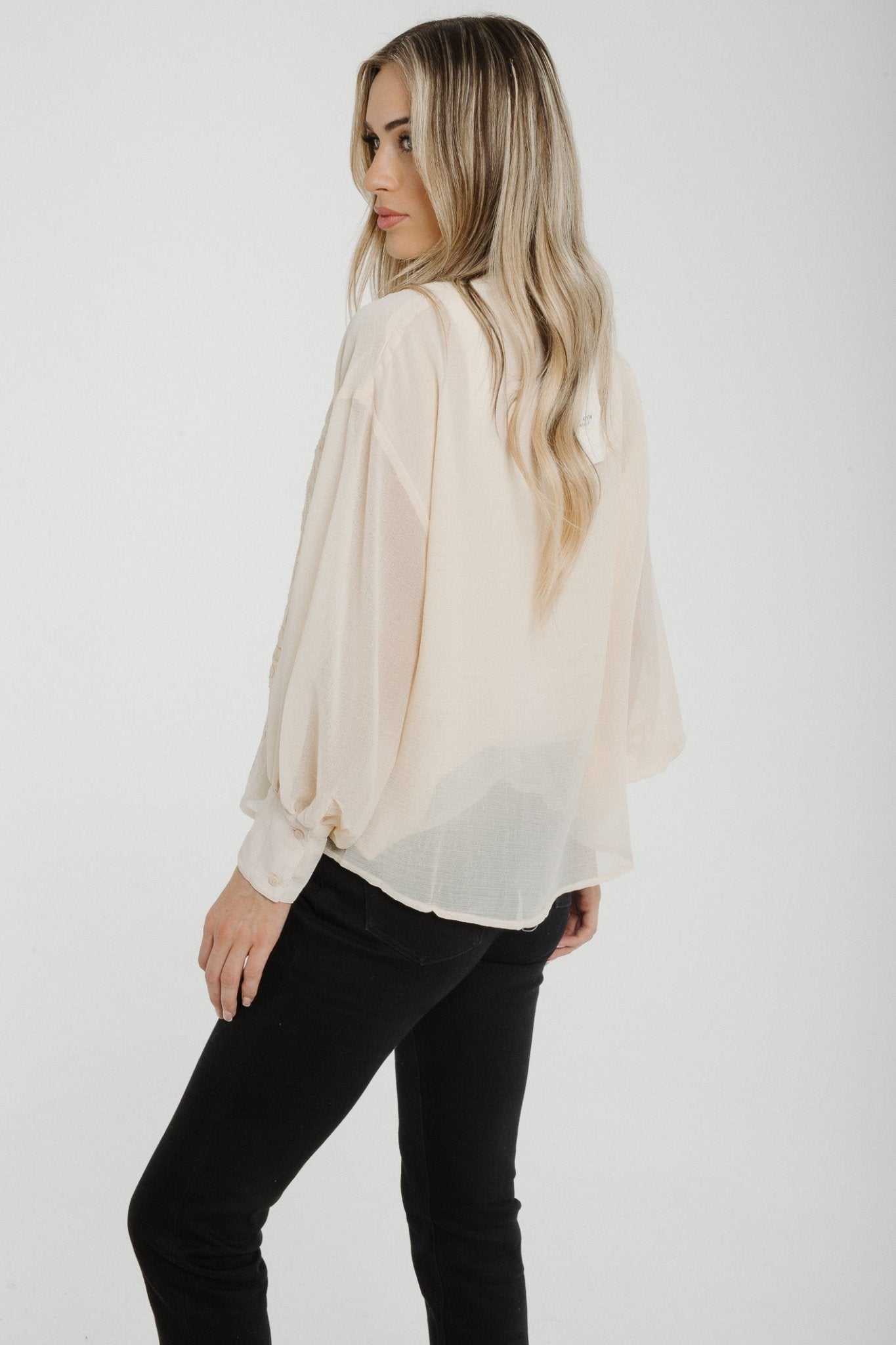 Holly Embroidered Detail Shirt In Cream - The Walk in Wardrobe