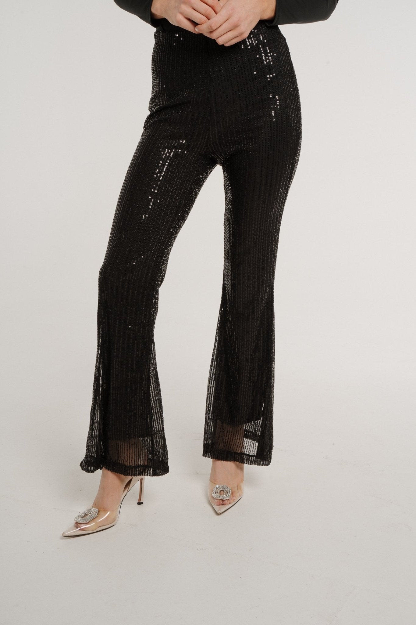Holly Fine Sequin Trouser In Black - The Walk in Wardrobe