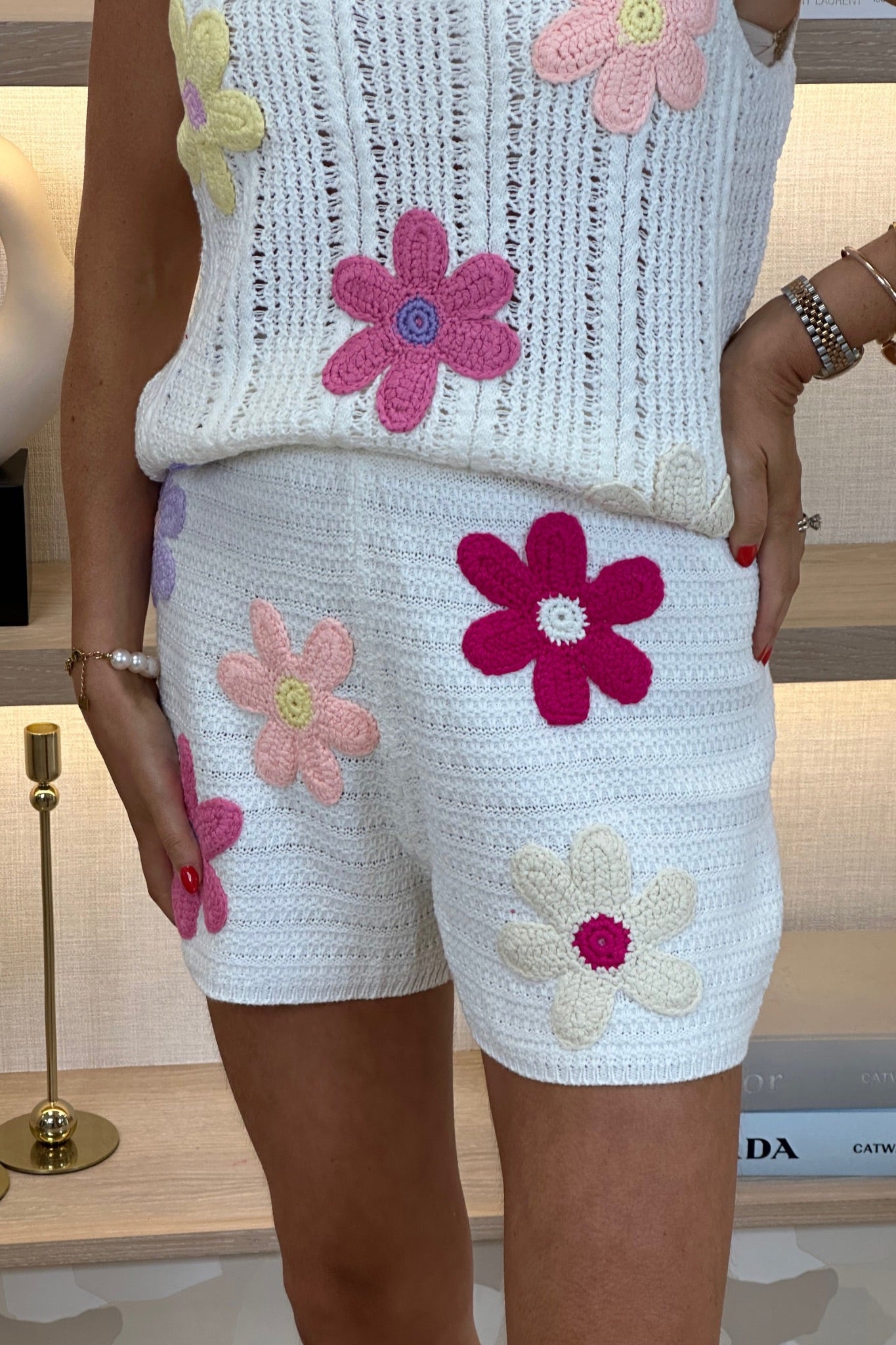 Holly Floral Crochet Shorts In White - The Walk in Wardrobe