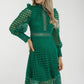 Holly High Neck Embroidered Dress In Green - The Walk in Wardrobe