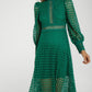 Holly High Neck Embroidered Dress In Green - The Walk in Wardrobe
