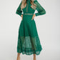 Holly High Neck Embroidered Dress In Green - The Walk in Wardrobe