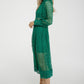 Holly High Neck Embroidered Dress In Green - The Walk in Wardrobe