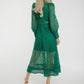 Holly High Neck Embroidered Dress In Green - The Walk in Wardrobe