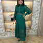 Holly High Neck Embroidered Dress In Green - The Walk in Wardrobe