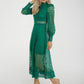 Holly High Neck Embroidered Dress In Green - The Walk in Wardrobe
