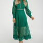 Holly High Neck Embroidered Dress In Green - The Walk in Wardrobe