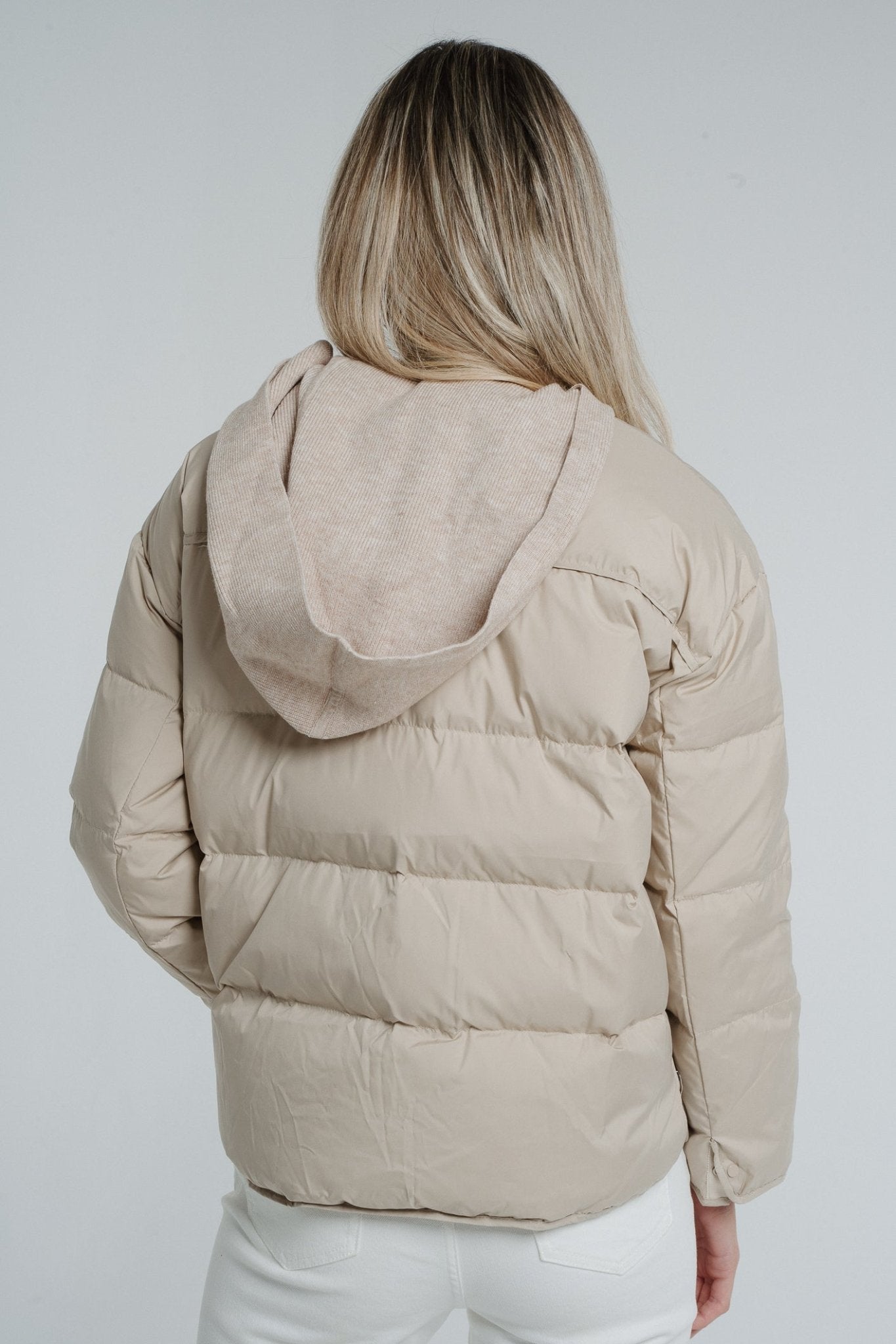 Holly Hooded Puffa Coat In Neutral - The Walk in Wardrobe