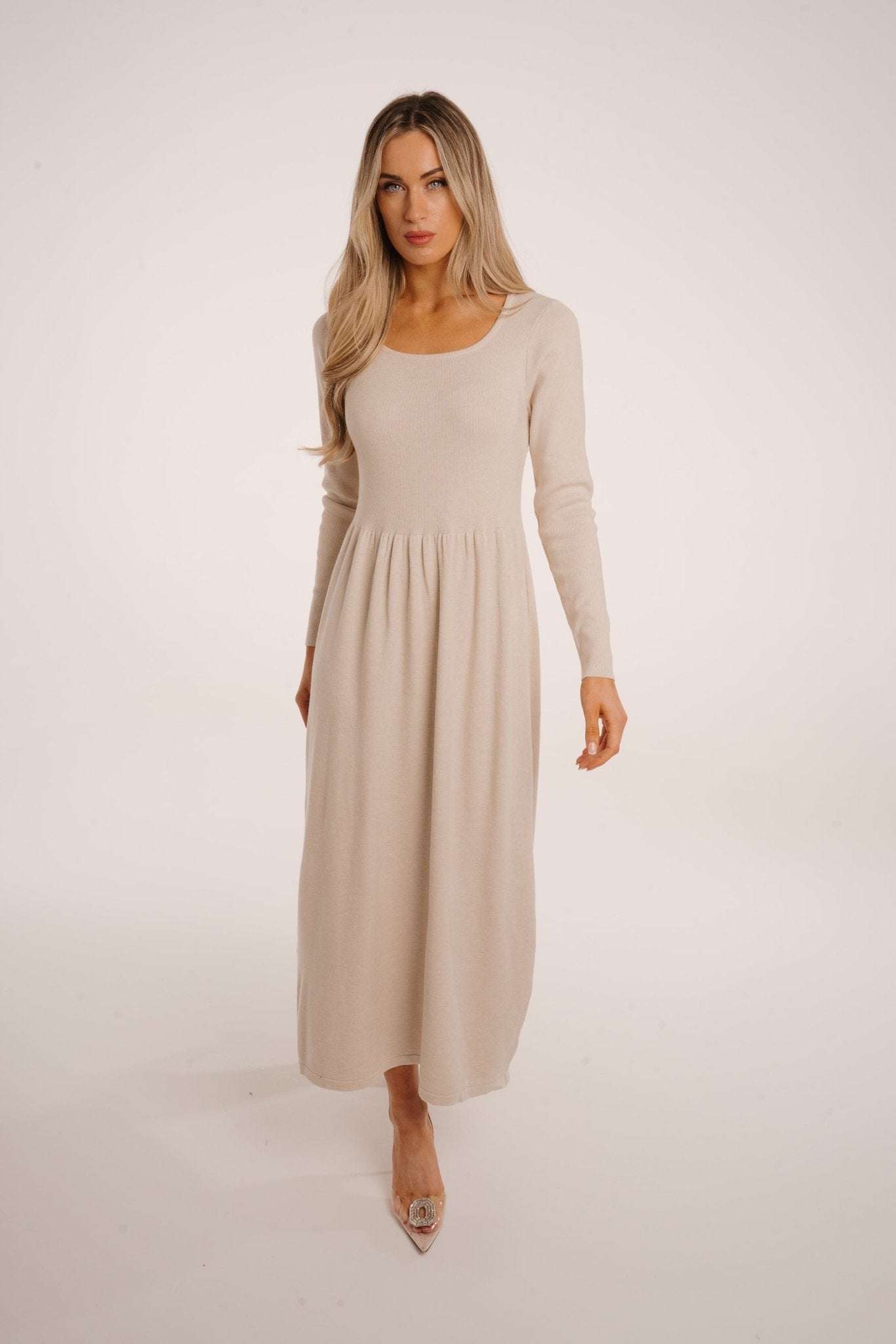 Holly Knit Maxi Dress In Neutral - The Walk in Wardrobe