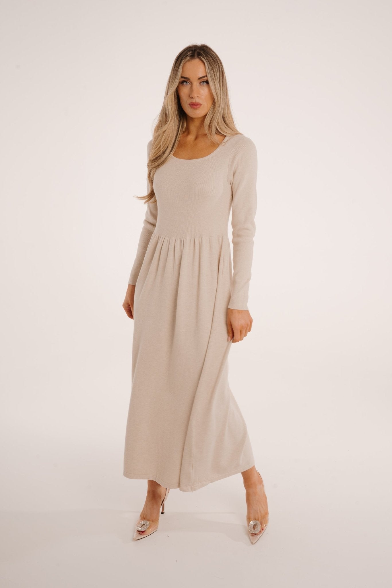 Holly Knit Maxi Dress In Neutral - The Walk in Wardrobe