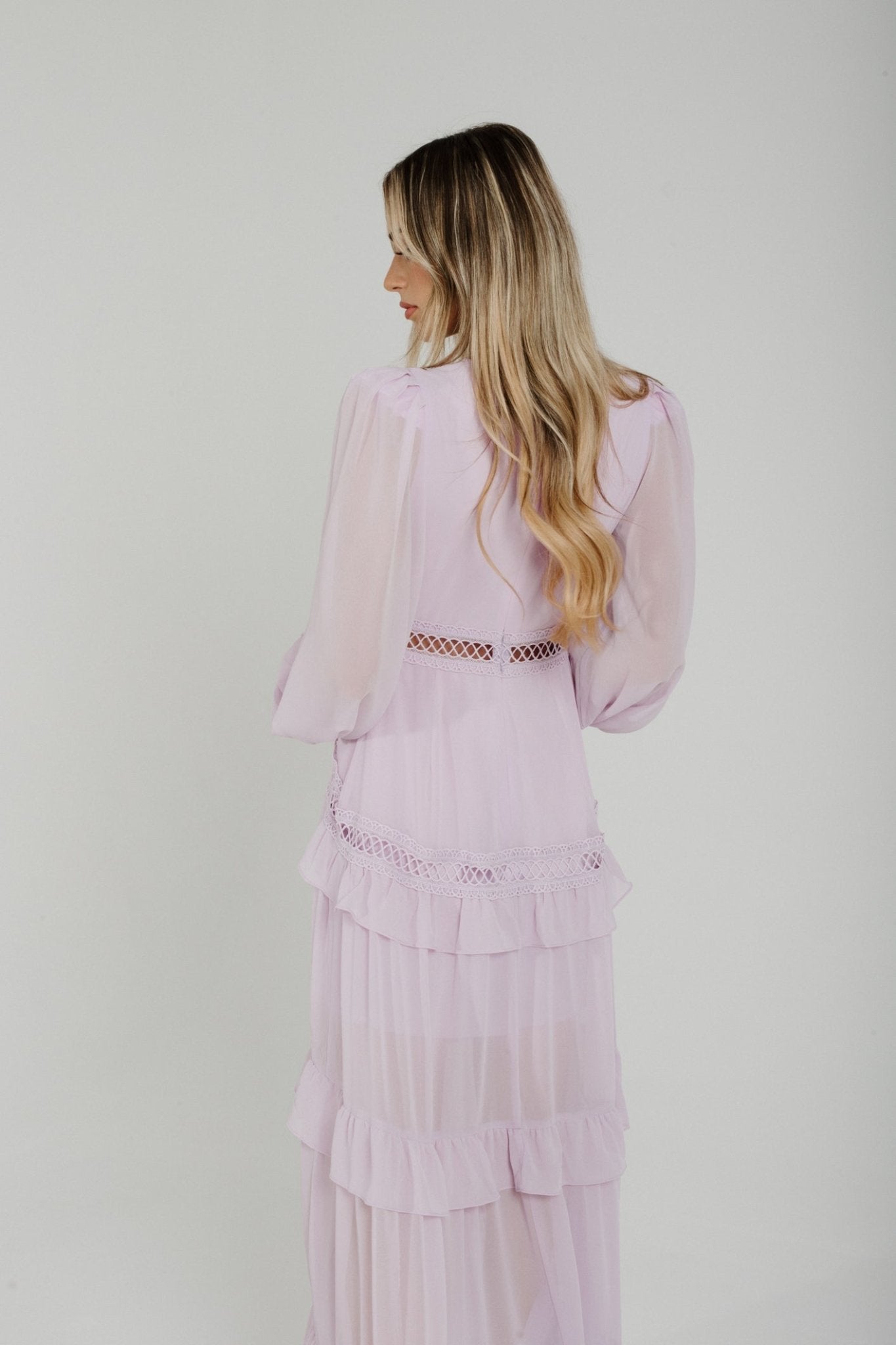 Holly Lace Cut Out Maxi Dress In Lilac - The Walk in Wardrobe