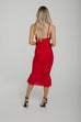 Holly Mesh Hem Midi Dress In Red - The Walk in Wardrobe