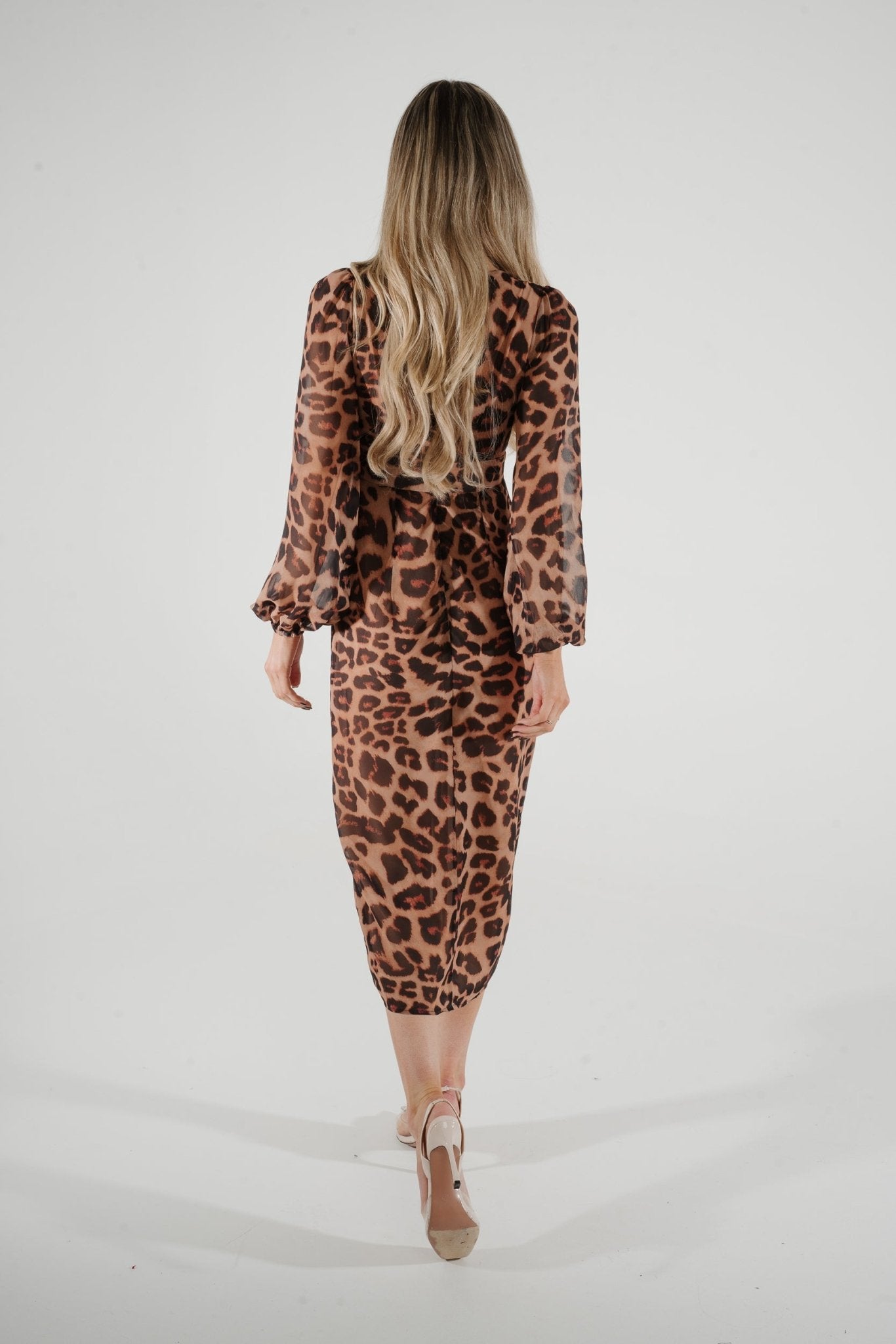 Holly Midi Dress In Leopard Print - The Walk in Wardrobe