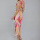 Holly Midi Dress In Pink Multi - The Walk in Wardrobe