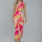Holly Midi Dress In Pink Multi - The Walk in Wardrobe
