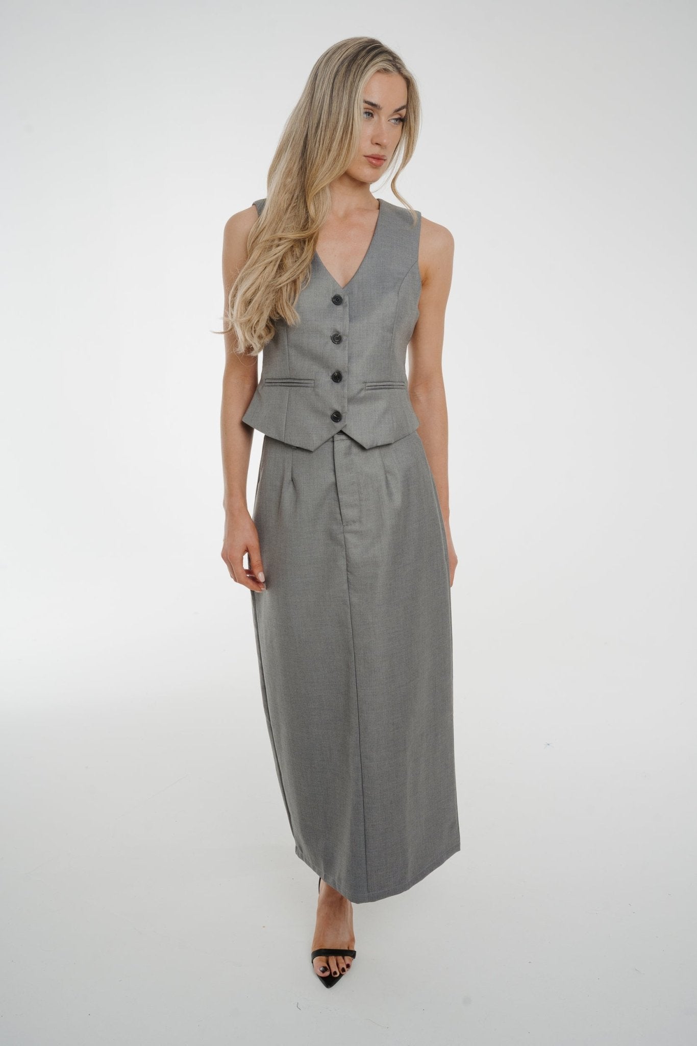 Holly Midi Skirt In Grey - The Walk in Wardrobe