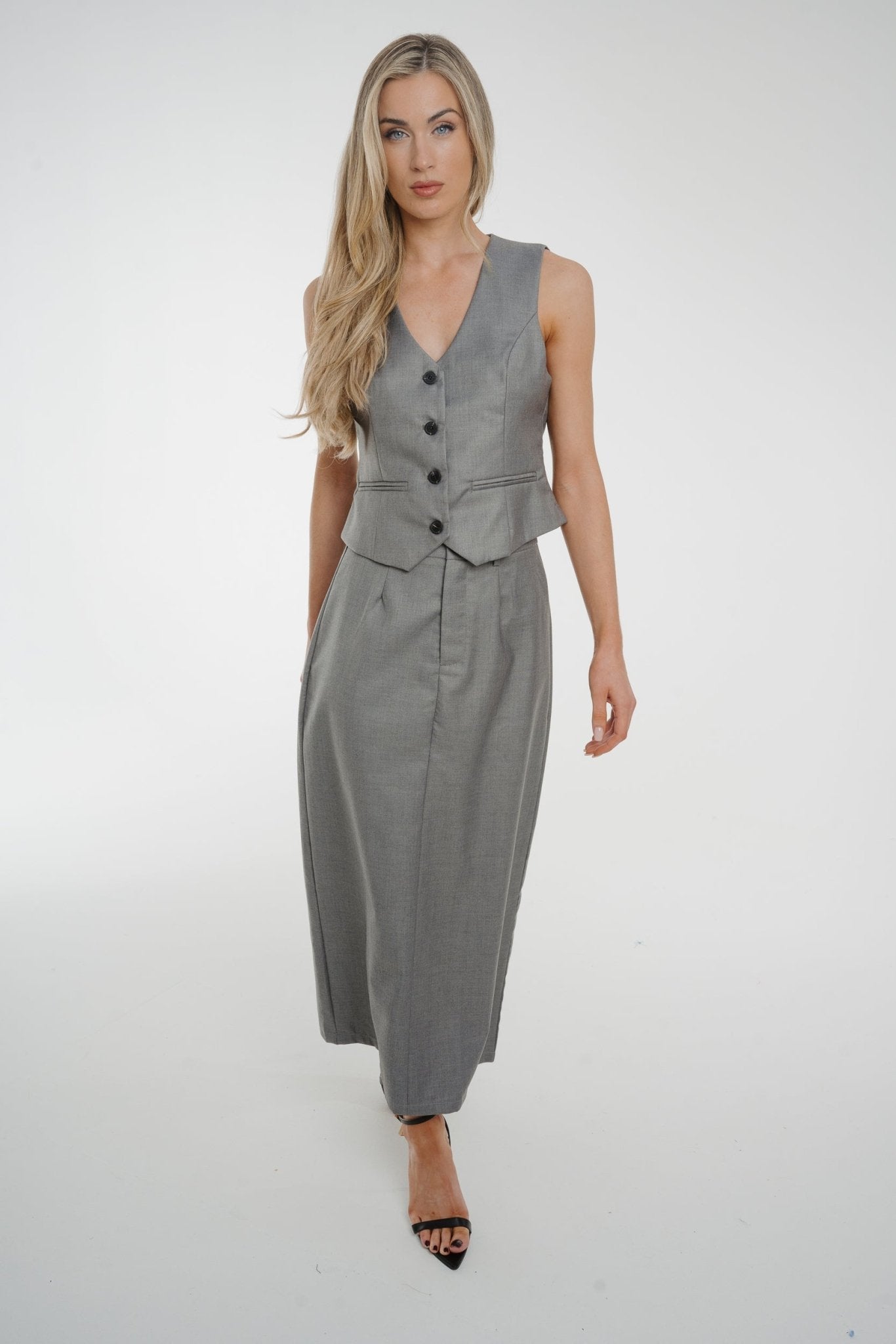 Holly Midi Skirt In Grey - The Walk in Wardrobe