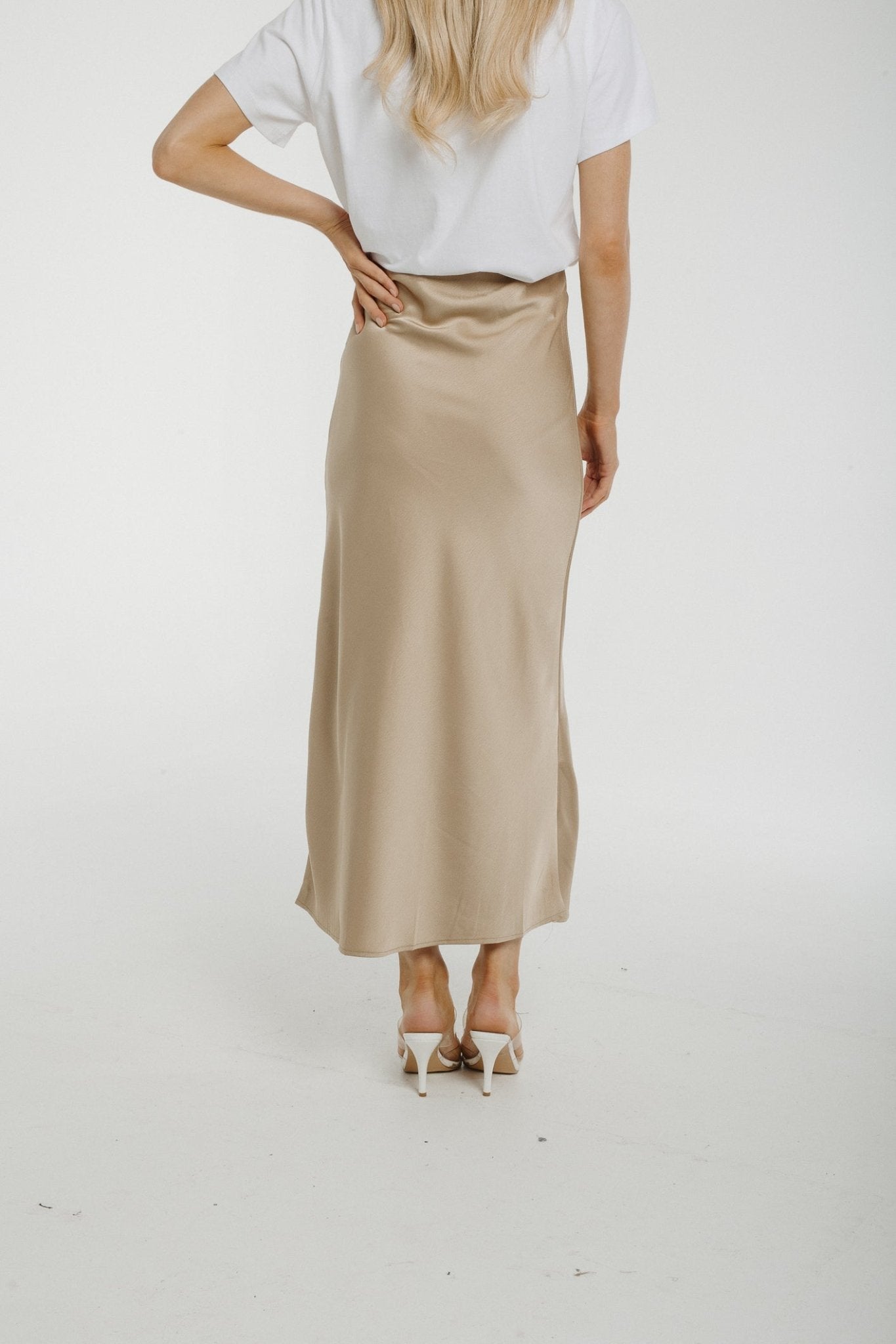 Holly Midi Skirt In Taupe - The Walk in Wardrobe