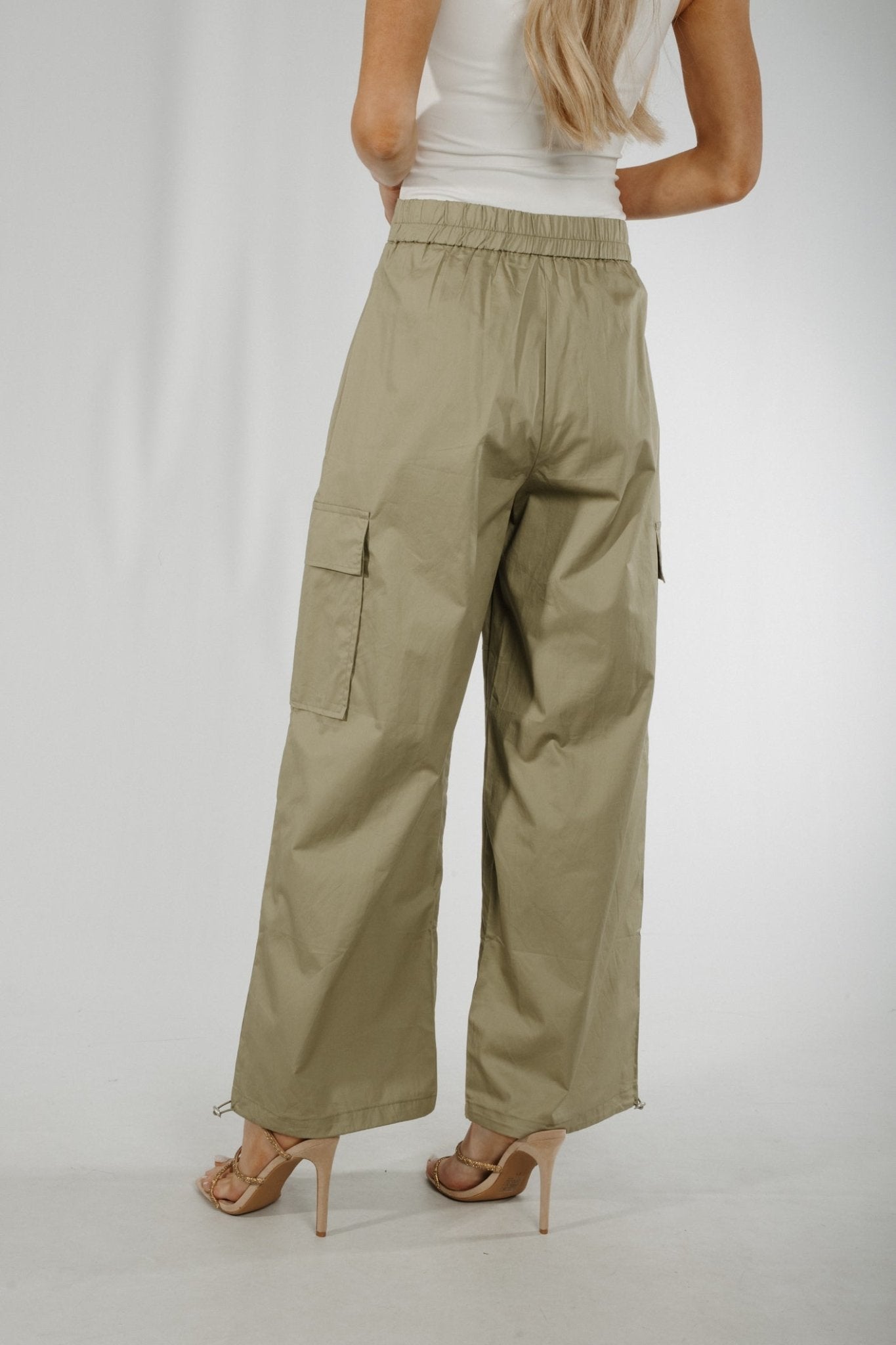 Holly Parachute Trousers In Khaki - The Walk in Wardrobe