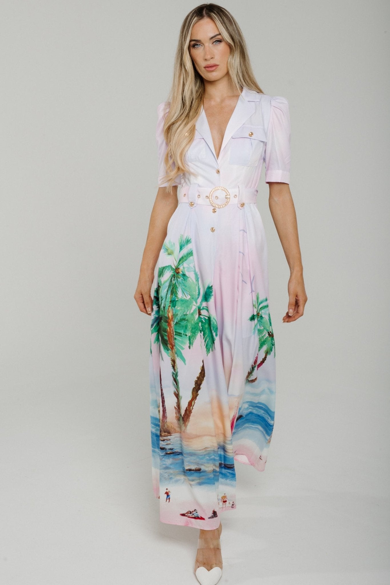 Holly Printed Jumpsuit In Lilac Mix - The Walk in Wardrobe